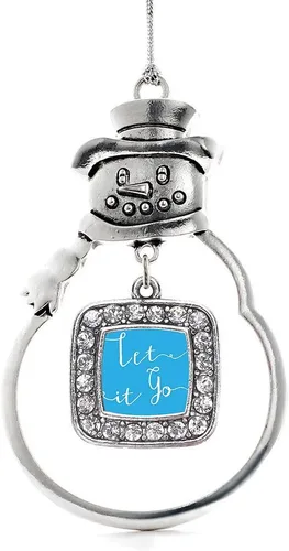 Miniatura 138 de Inspired Silver - Adorno de rodillo de reina - Adorno cuadrado de plata con muñeco de nieve con joyas de circonita cúbica