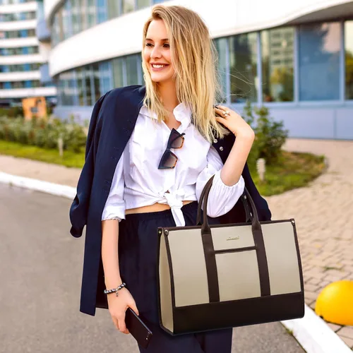 Miniatura 2 de LOVEVOOK Bolso para laptop y bolsa de mano para mujeres, bolso de trabajo de 15.6 pulgadas, gran bolso profesional para maestra, liviano, bolso