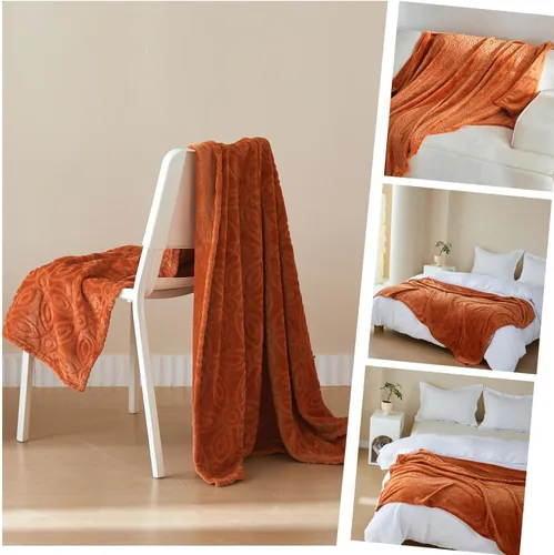 Miniatura 4 de Simple&Opulence Manta naranja quemada para sofá, manta supersuave y esponjosa para mujer, 50 x 60 pulgadas, acogedora y ligera manta de forro polar
