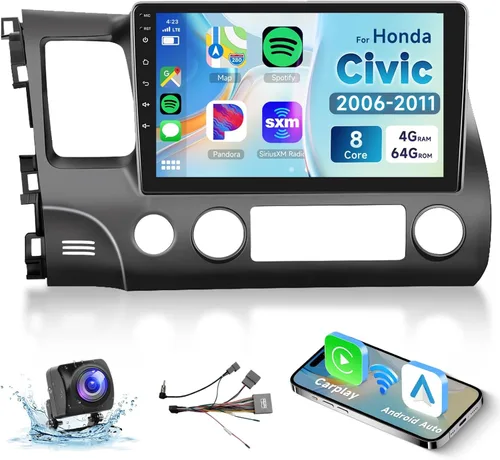 Miniatura 9 de Estéreo de coche 2G+32G para Honda Civic 2006 2007 2008 2009 2010 2011 con Carplay inalámbrico Android Auto, radio de coche Android de pantalla