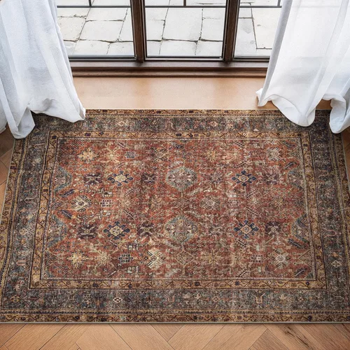 Miniatura 66 de Bloom Rugs - Alfombra lavable, antideslizante, de 1,83 x 2,74 m, color beige/blanco claro con borde tradicional, para sala de estar, dormitorio
