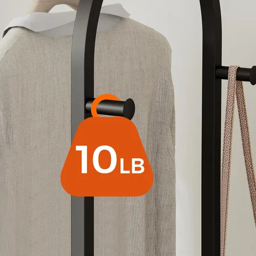 Miniatura 5 de Perchero con 3 estantes y 4 ganchos, soporte de ropa de 71 pulgadas de alto para colgar ropa, barra colgante para dormitorio, pasillo, entrada