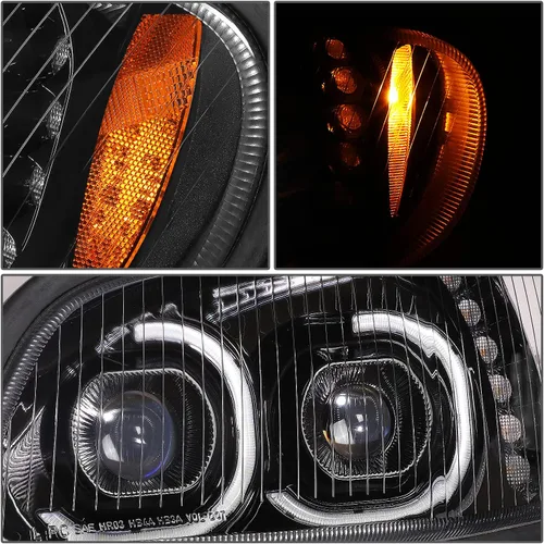 Miniatura 8 de DNA MOTORING HL-HAY-015-BK - Par de faros delanteros de señal de giro DRL con doble LED Halo, proyector de haz alto/bajo, compatible con Negro