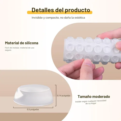 Miniatura 2 de 160 piezas de parachoques redondos de silicona para puerta de armario, 1/2 pulgada de diámetro, autoadhesivos, transparentes, para armarios