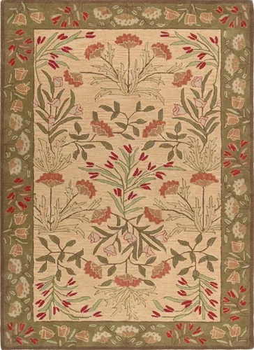 Miniatura 15 de Restoration and Renovation Handmade Floral Adeline Beige/Blue Tulips Traditional Crafted Wool Area Rug for Living Room Bedroom and Kitchen