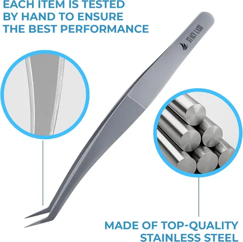 Miniatura 6 de Stacy Lash STL-12 Pinzas de extensión de pestañas curvas/Herramientas de precisión para extensiones clásicas y de volumen y abanicos Stl-12 Curvo