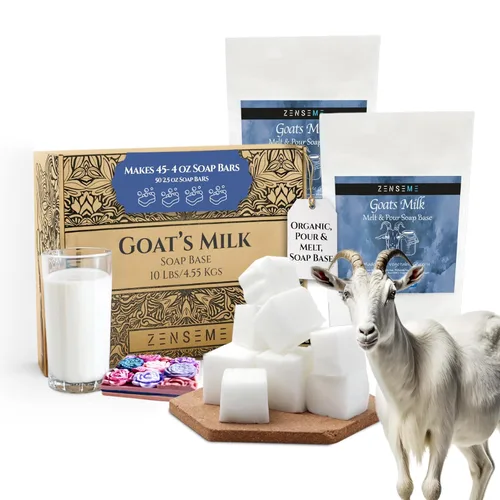 Base de jabón de leche de cabra de 10 LBS | Kit de suministros para derretir y verter para hacer jabón - Sin SLS/SLES y PEG | Ingredientes orgánicos