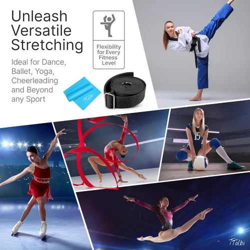 Miniatura 4 de TTolbi Door Leg Stretcher Strap with Sturdy Door Anchor & Resistance Band - Splits & Flexibility Trainer for Ballet, Dance, Gymnastics, Cheer, Pole