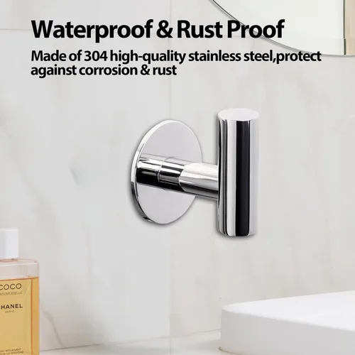 Miniatura 4 de Kruodop Ganchos adhesivos para toallas de baño, paquete de 4 toallas de montaje en pared, gancho mate para bata de pared, gancho de acero inoxidable
