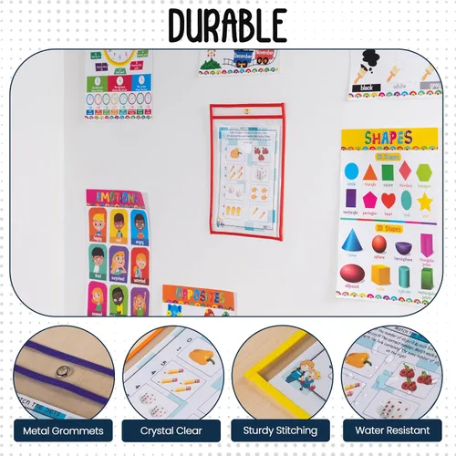 Miniatura 4 de Essex Wares - Paquete de 6 protectores surtidos de documentos de bolsillo de borrado en seco, 10 pulgadas de ancho x 13.5 pulgadas de alto, fundas