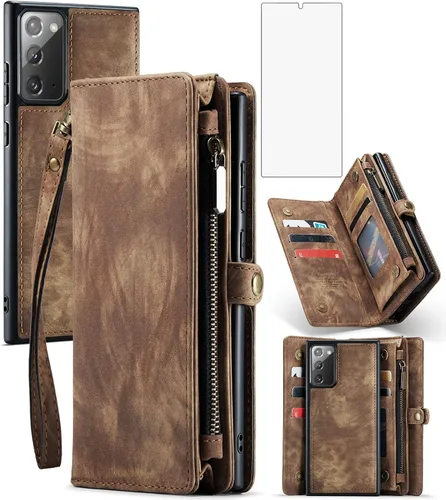Miniatura 8 de Asuwish Funda de teléfono para Samsung Galaxy Note 20 Glaxay Note20 5G con cremallera, funda desmontable con protector de pantalla de vidrio