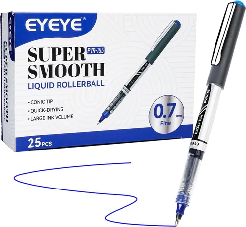 Miniatura 10 de EYEYE Bolígrafos azules de 0.028 in, paquete de 12 bolígrafos de punta media de secado rápido, bolígrafos de tinta líquida, bolígrafo de escritura
