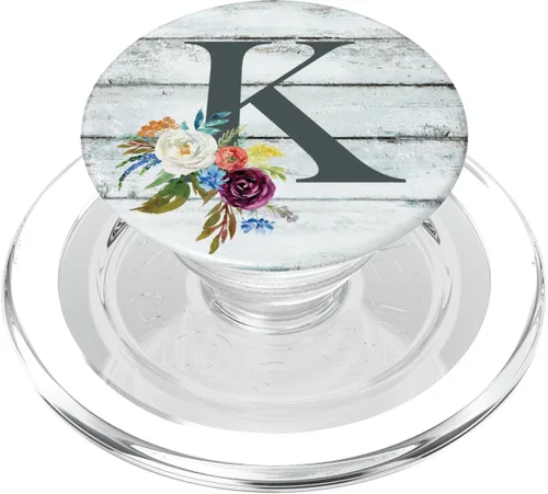 Miniatura 7 de Monogram Initial K - Soporte para teléfonos y tabletas, diseño de flores, Negro