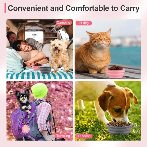 Miniatura 5 de Kytely Cuencos plegables para perros para viajes, paquete de 2 cuencos de agua portátiles para perros, cuenco plegable para comida para mascotas