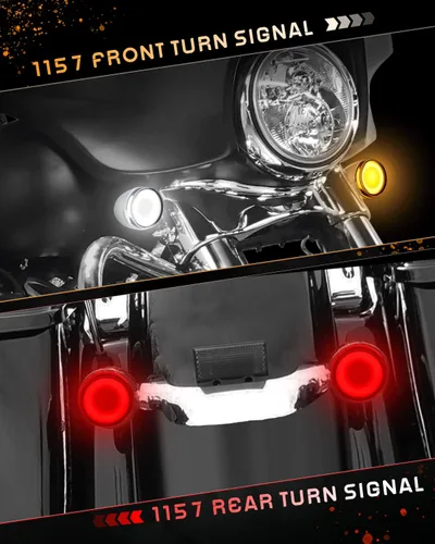 Miniatura 4 de 1157 Señales de giro LED delanteras y traseras de 2 pulgadas, luz de señal de giro de bala integrada lente ahumada compatible con Harley Softail