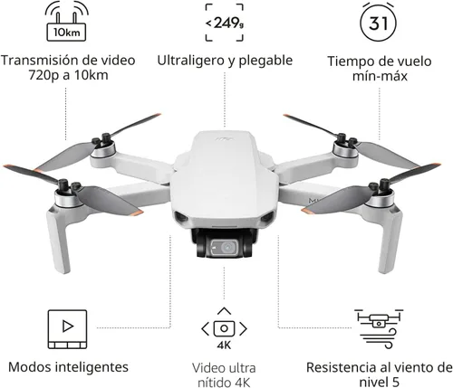 Miniatura 7 de DJI Mini 2 Fly More Combo – Dron plegable ultraligero, cardán de 3 ejes con cámara 4K, fotos de 12 MP, tiempo de vuelo de 31 minutos, transmisión