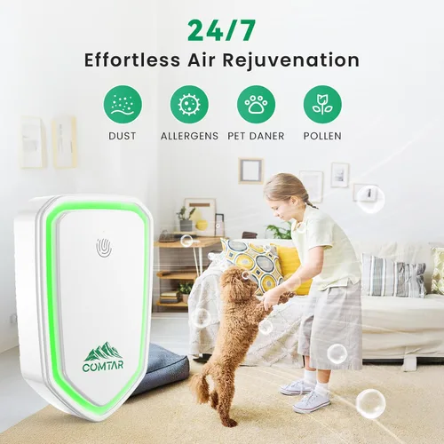 Miniatura 3 de Ionizadores de aire para el hogar (paquete de 4), sistema de filtración de iones negativos, ambientador silencioso para dormitorio, oficina, cocina