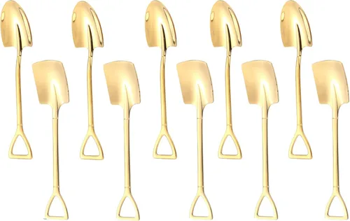 Miniatura 11 de 10 cucharas de pala de acero inoxidable, cucharas de postre reutilizables para café, té, helado, fruta y azúcar pastel