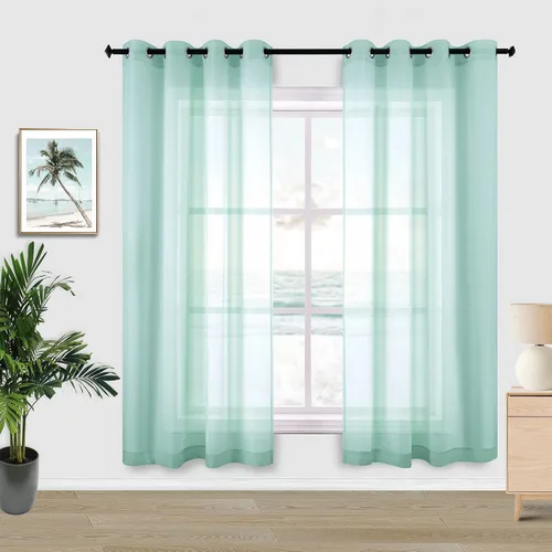 Miniatura 78 de KOUFALL Cortinas traslúcidas de 120 pulgadas de 2 paneles con ojales, juego extra largo de 10 pies de largo, cortinas altas para ventana grande, 52