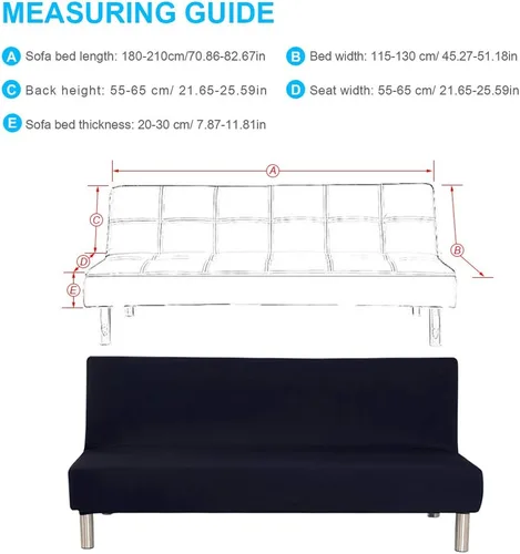 Miniatura 6 de ele ELEOPTION Funda de futón sin brazos, funda elástica para sofá cama, protector sin reposabrazos, elástico de elastano, moderno, simple, plegable