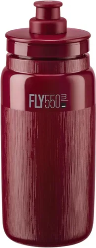 Elite Fly Tex - Botella de agua de ciclismo de 18.6 fl oz, amaranto, ultraligera, sin BPA, botella deportiva fácil de apretar para carretera, MTB y