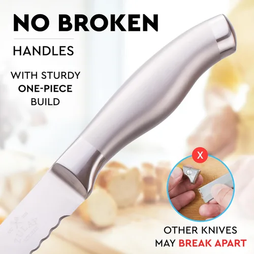 Miniatura 4 de Zulay - Cuchillo de pan dentado, cuchillo de pan de acero inoxidable para pan casero, pastel, bagel, cortador de pan de una pieza y cortador de pan