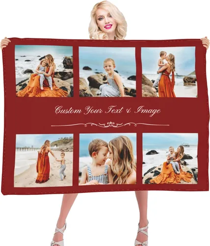 Miniatura 17 de Manta de fotos personalizada con texto fotográfico, mantas personalizadas, regalos personalizados para cumpleaños, aniversario, graduación