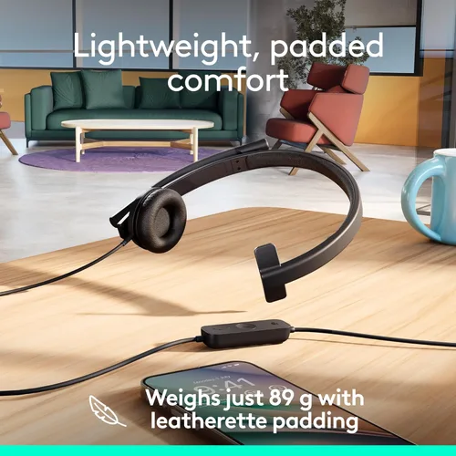 Miniatura 5 de Logitech H570e - Auriculares USB con micrófono para PC y Mac, auriculares con cable USB-A con sonido mono, micrófonos con cancelación de ruido