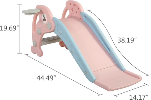 Miniatura 5 de NYEEKOY Tobogán 3 en 1 para niños pequeños, juego de escalador de tobogán para bebés con aro de baloncesto y pelota, parque infantil para interiores