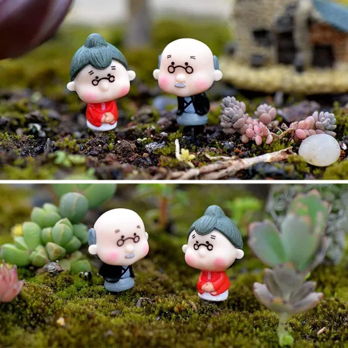 Miniatura 4 de Spilay 6 figuras de muñecas en miniatura, lindas figuras japonesas de viejos abuelos y amantes de jugar para 1:24, accesorios de decoración de casa
