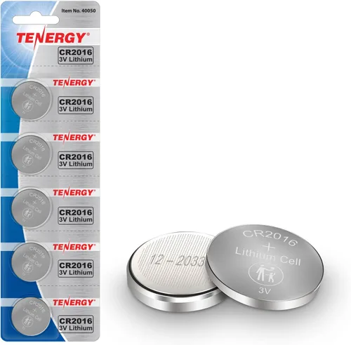 Tenergy Batería CR2016, relojes de batería de litio CR2016 de 3 V, llaveros, calculadoras, dispositivos médicos y más, 5 unidades