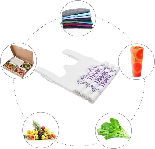 Miniatura 5 de LazyMe Thank You T Shirt Bags, White Plastic Grocery Bags with Handles, Standard Supermarket Size, 12 x 20 inch (100 PCS)