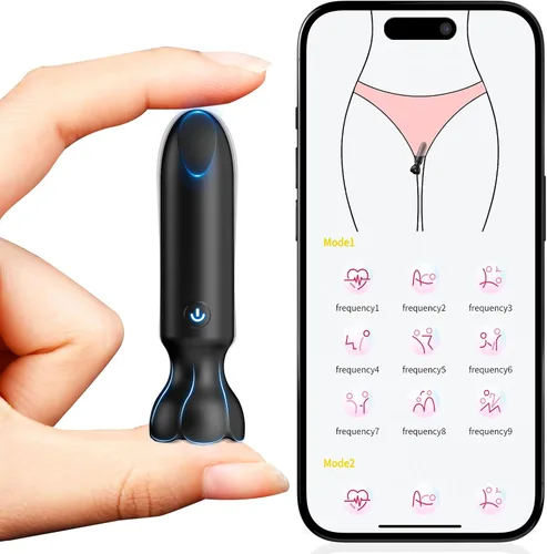 Mini vibrador bala juguetes sexuales para adultos - Juguetes sexuales femeninos controlados por aplicación con 9 modos de vibración, lápiz labial