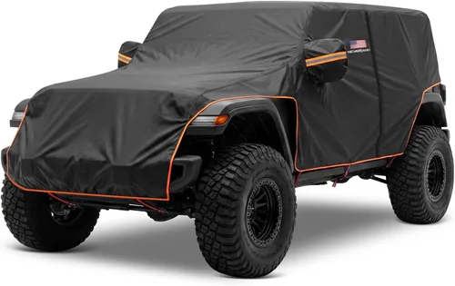 NEVERLAND Wrangler Extended Cab Cover Outdoor - 2007-2026 Wrangler JKU JLU 4 Door, Waterproof UV Half Cover Rain Cover with Door Zipper, 10