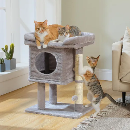 Miniatura 7 de PAWZ Road Árbol para gatos de interior, torre para gatos de 26 pulgadas con percha grande, condominio privado, condominio pequeño para gatos