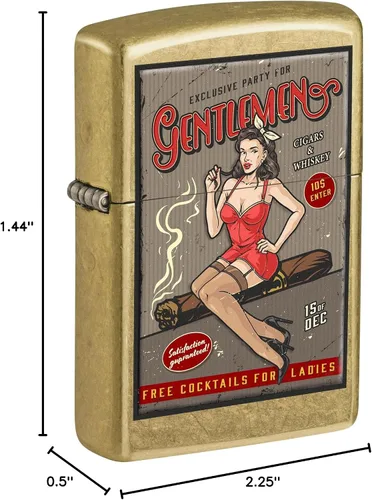 Miniatura 2 de Zippo Encendedor: Fiesta de whisky y puros, chica Pin-up - Street Brass 81675