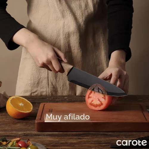 Miniatura 3 de CAROTE Juego de 12 piezas de cuchillos de cocina, juego de cuchillos de cocina de acero inoxidable con revestimiento cerámico antiadherente apto