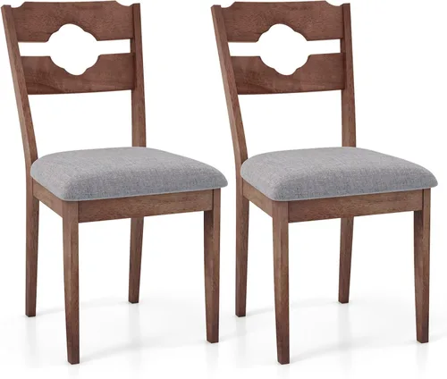 GOFLAME Juego de 2 sillas de comedor tapizadas de tela con asiento acolchado, respaldo alto, marco de madera de goma, sillas laterales de estilo
