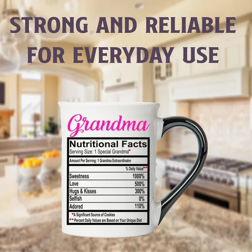 Miniatura 8 de Cottage Creek Taza de café para abuela, taza de café grande de cerámica con datos nutricionales de 16 onzas para abuela, regalos de cumpleaños