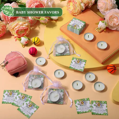 Miniatura 3 de MTLEE 50 Juegos de Velas para Baby Shower, Regalos de Fiesta para Invitados, Incluyendo 50 Mini Velas de Té, Etiquetas de Agradecimiento y Bolsas