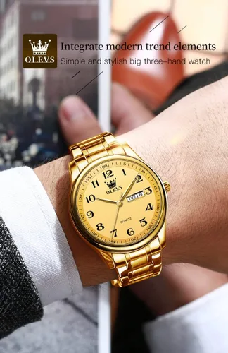 Miniatura 29 de OLEVS Juego de 2 relojes de cuarzo para parejas de San Valentín, calendario luminoso, ventana de fecha, 3 ATM, impermeable, casual, acero