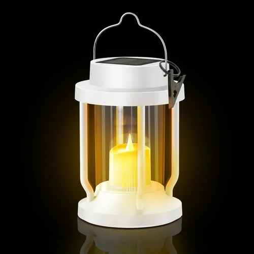 Miniatura 12 de Farol solar para uso en interiores y exteriores, luces solares colgantes con vela parpadeante realista sin llama, resistente a la intemperie