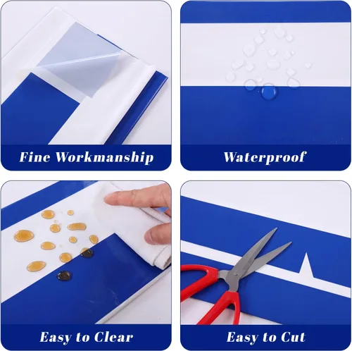 Miniatura 4 de Kesfey - Paquete de 3 manteles de plástico desechables, 54 x 108 pulgadas, diseño horizontal a rayas azul y blanco, náutico, impermeable, Rayas