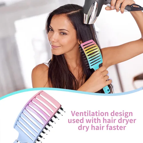 Miniatura 4 de Paquete de 2 cepillos desenredantes para eliminar nudos sin dolor, añade brillo y hace que el cabello sea suave, cepillo desenredante de cerdas