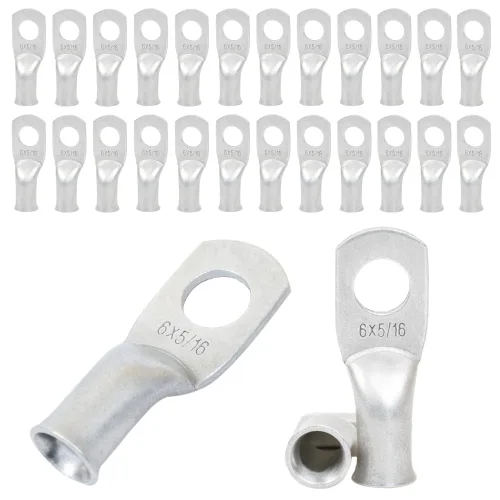 Miniatura 47 de 2/0 AWG 5/16" Stud (25 piezas), terminal de anillo de batería resistente, conectores de calibre 00, lengüetas de alambre de cobre 2/0, terminales