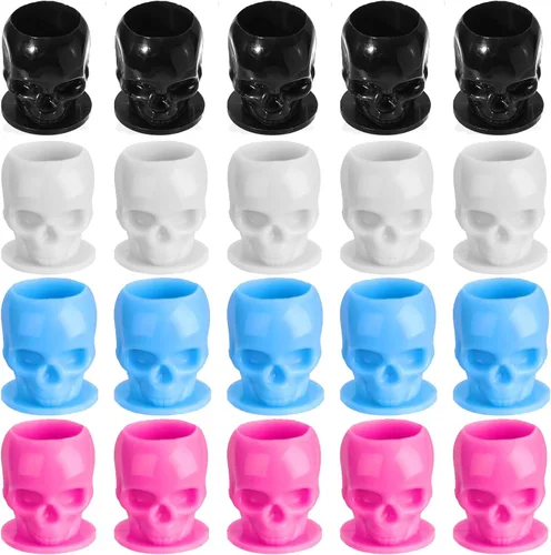 Miniatura 9 de Moricher 200 PIEZAS 8 Colores Tazas Desechables de Tinta de Tatuaje de Plástico con Base - Tapas de Tinta de Tatuaje para Tatuar