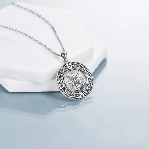 Miniatura 2 de Collar de brújula de plata esterlina con nudo celta, collar de graduación, amistad, talismán, viaje, inspirador, regalo de graduación, joyería