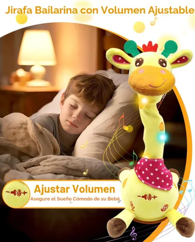 Miniatura 4 de Pbooo Juguete de jirafa que habla bailando, animal de peluche repite lo que dices, peluche musical electrónico con luz brillante, juguetes