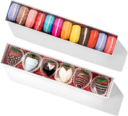Miniatura 7 de Paquete de 10 cajas de fresa cubiertas de chocolate de 12 x 2.2 x 2 pulgadas para 6, cajas favoritas de fiesta para macarrones, trufas, bombas