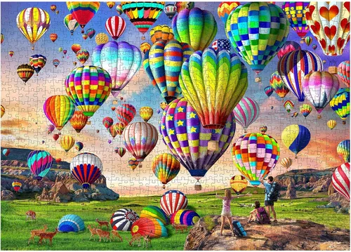 Miniatura 2 de Rompecabezas para adultos de 1000 piezas, globo aerostático entrelazado perfectamente letra en la parte posterior sin polvo, decoración del hogar
